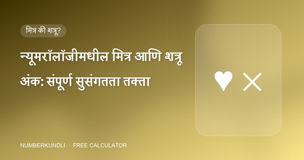 न्यूमरॉलॉजीमधील मित्र आणि शत्रू अंक: संपूर्ण सुसंगतता तक्ता — चित्र