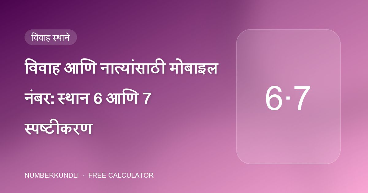 विवाह आणि नात्यांसाठी मोबाइल नंबर: स्थान 6 आणि 7 स्पष्टीकरण — चित्र
